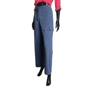 Vintage Y2K Abercrombie & Fitch Wide Leg Cargo Pants in Slate Blue | Size Small